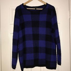 Lane Bryant Black & Blue Plaid Sweater EUC